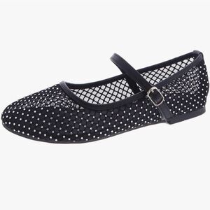BRAND NEW TOP MODA MESH STUDDED  BUCKLE STRAP COMFORTABLE BALLERINA  FLA…
